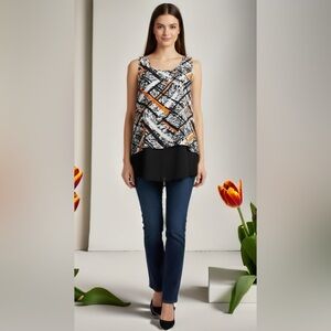 0173 Chic Black and Orange Women's Blouse